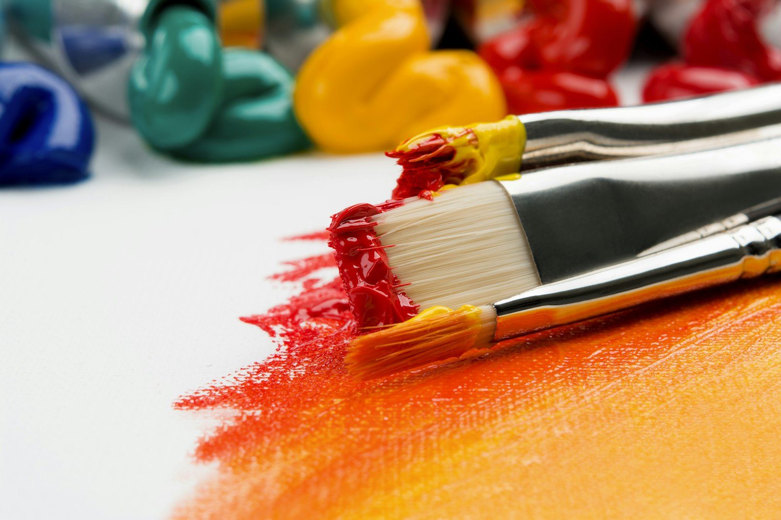 Artist studio color palette and paintbrushes symbolizing generative visual intelligence models